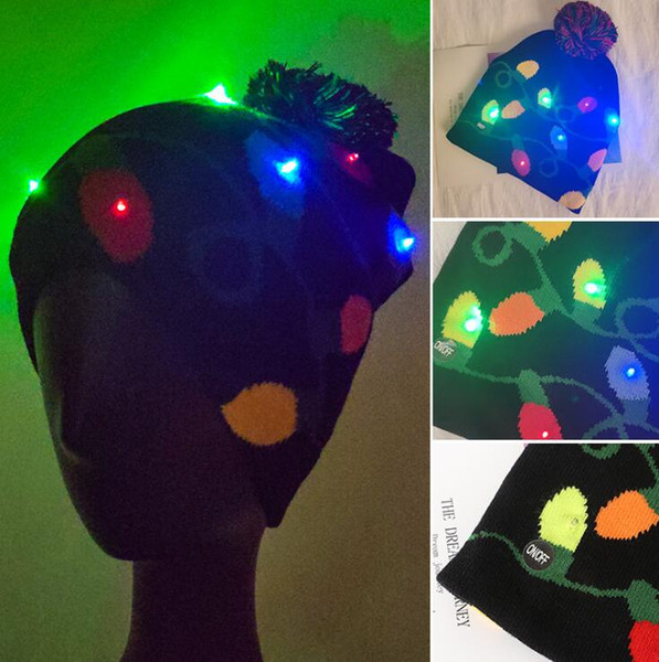 Led Timbo Knitted Hats Flowers Light-up Beanies Cap Wool Designer Warm Hat Men Hip Hop EmbroideryW