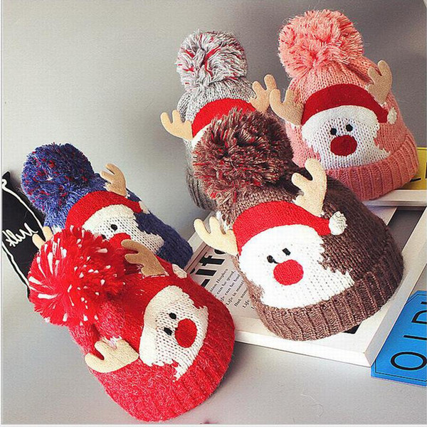 Soft Christmas Knitted Caps Baby Santa Claus Knitting Hats Xmas Party Hat For Winter Xmas Gift Cute Baby Hat Free Shipping