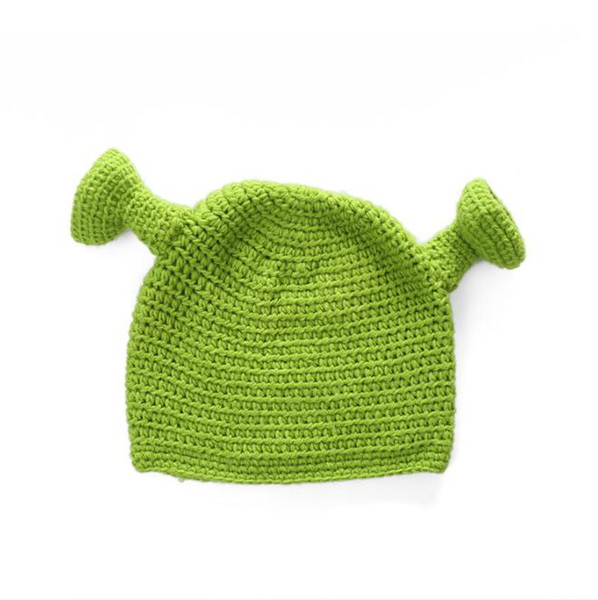 Shrek Funny Men Hat Knit Green Monster Skullies Hat With Ears Halloween Gift Hat Winter Novelty Beanie Skullies H179