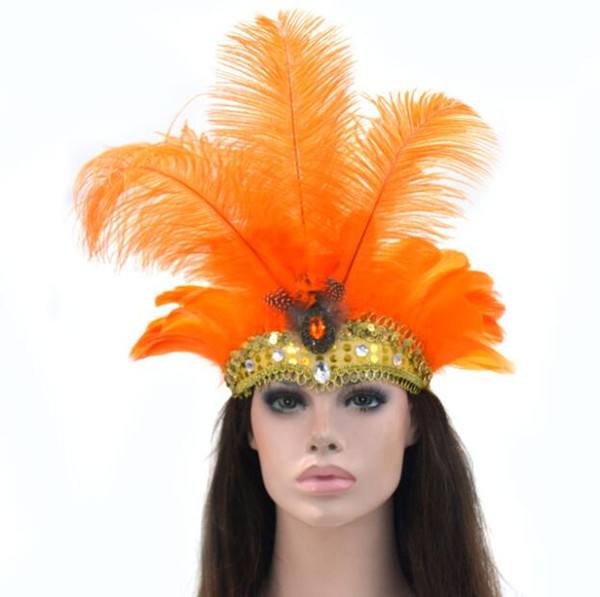 Belly dance headdress female halloween christmas supplies dance performance feather headband headdress GB417