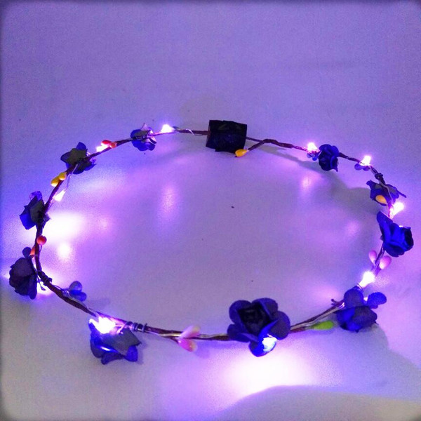 LED Glow Flower Crown Headbands Light Party Rave Floral Hair Garland Wreath Wedding Flower Girl Headpiece Decor c385