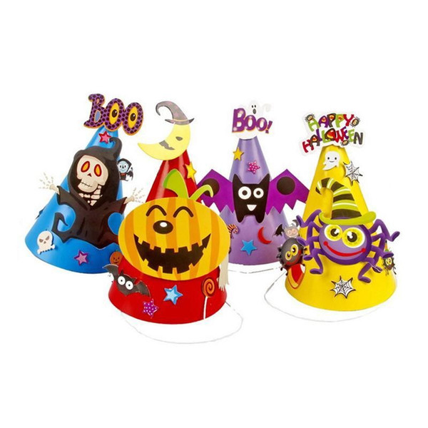 Creative DIY Paper Halloween Cartoon Paper Cap Hat Favors Ornament Supplies Props Decoration for Kids Children