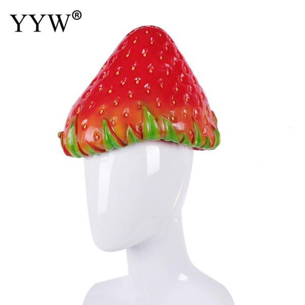 Red Strawberry Hat Pvc Party Hats And Events Funny Cap Carnival Halloween Decoration Cute Headdress Hats Festive Party Supplies