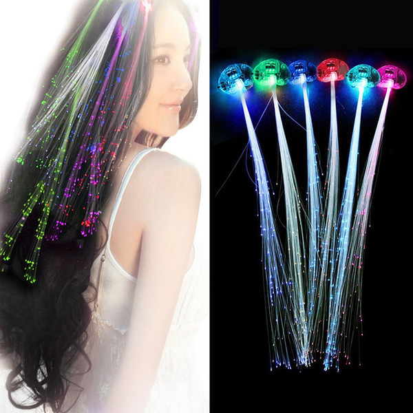 12 PCS 40 cm LED Fiber Optic Multicolor Lights Flashing Clips Christmas Hallowmas LED Hair Multicolor Barrette Dropshipping