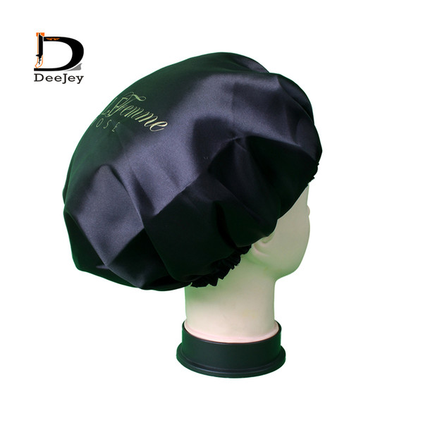 Customized print quality 2 layer polyester satin bonnets caring extention wig hairs sleep cap bath caps adult size 50pcs lot