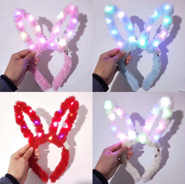 LED Light Luminous Flashing Headdress LED Rabbit Hair Band Hoop Toy Rabbit Ears Bunny Ears Kid Birthday Party Supply