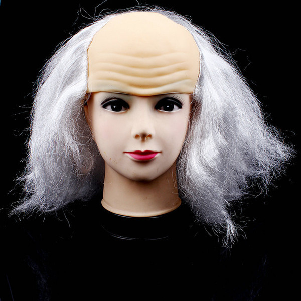 Funny Bald Wig Masquerade Show Cosplay Old Man White Black Bald Wig April Fool's Day Halloween Theme Party Props Supplies