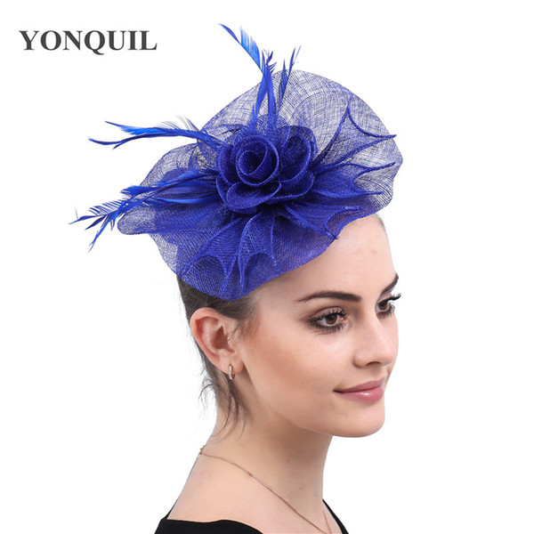 Women elegant ladies party headwear hair fascinators bridal feathers accessories with hair clips wedding church headpiece caps