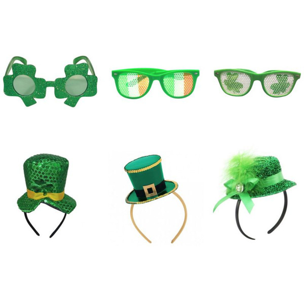 Pet Dog Lucky Grass Glasses Irish Costume Set Lucky St. Patricks Day Green Hat Headband Traditional Festival Decorations