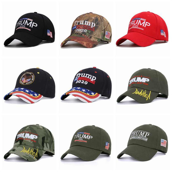 2020 14 Styles Donald Trump Hats Make America Great Again Camouflage USA Flag Party Hat 3D Embroidery Baseball Cap AN3210