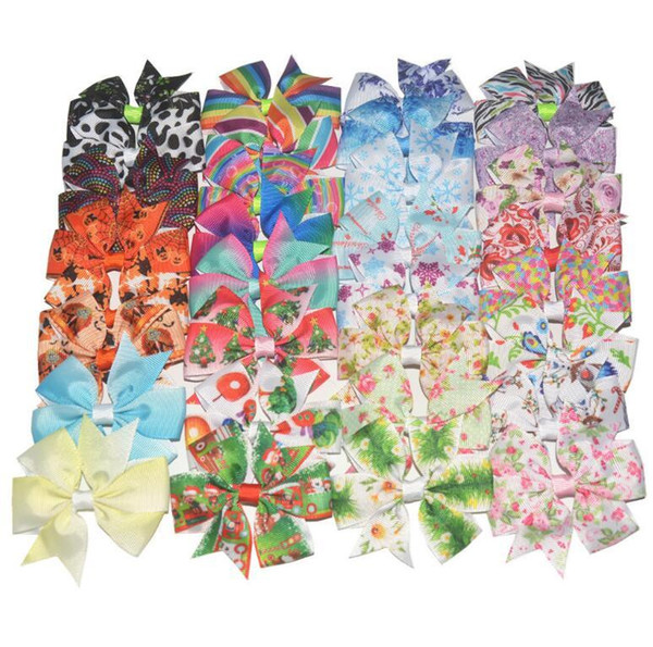 Christmas and Halloween headgear Lilly Printed Grosgrain Ribbon Bows Clips Girl 'S Hair Boutique Headware Kids Hair Accessories 888