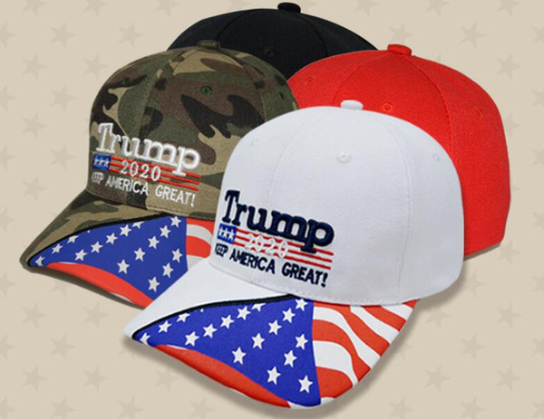 4 styles Donald Trump baseball hat Star USA Flag Camouflage cap Keep America Great 2020 Hat 3D Embroidery Letter adjustable Snapback DHL