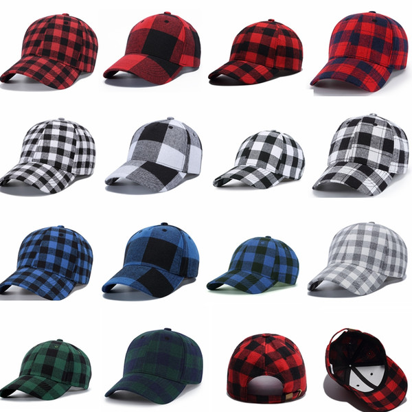 Plaid hat Baseball Cap Cotton plaid Snapback Caps Unisex Hip-Hop Adjustable Cap Casual Outdoor Headwear Party Hats 14colors GGA1079