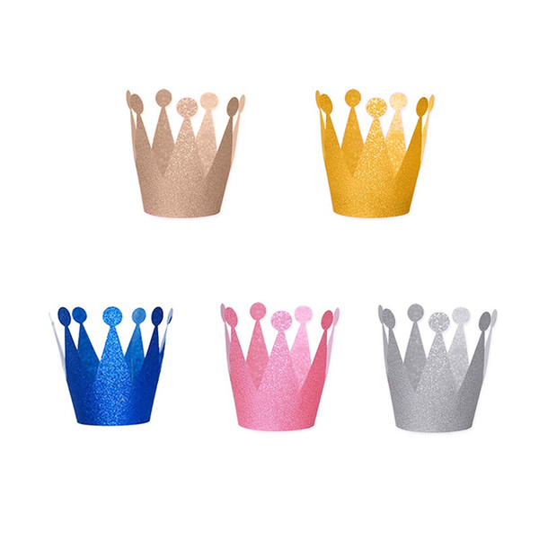 Mini Birthday Crown Cap Kid Hat with Tie Cord of Prince Princess Models Each Three for Kids Adult Birthday Party Decoration 6pcs