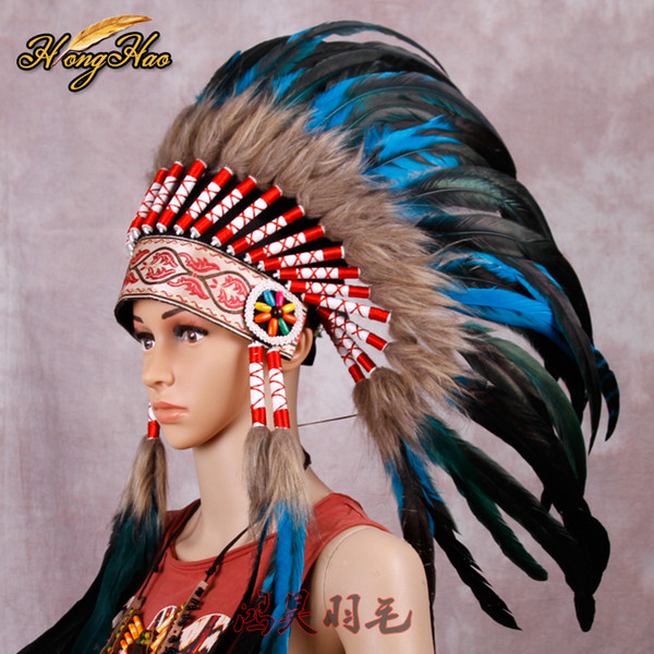 Feather headdress handmade red and black feather costumes handmade headdress war bonnet hat costumes