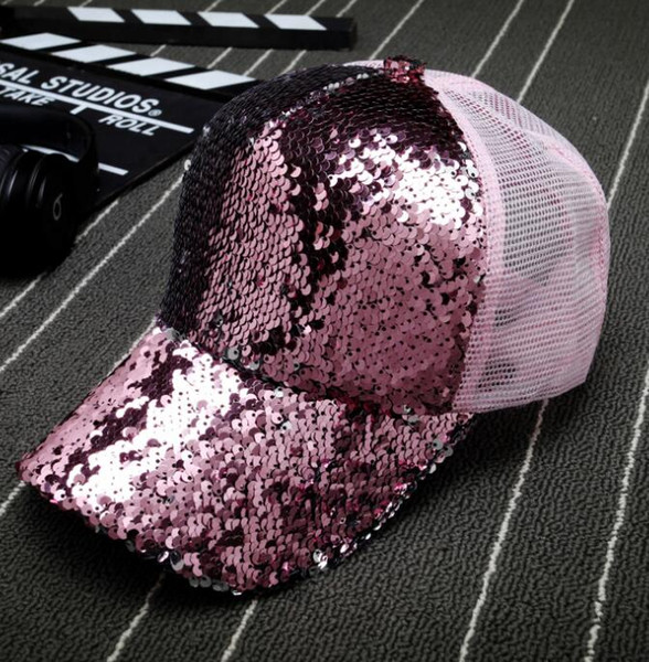 Sequin Baseball Hat Glitter Dance Party Mesh Sun Snapback Cap for Women Men Paillette Curved Hip Hop Caps Mens Snapback Hats