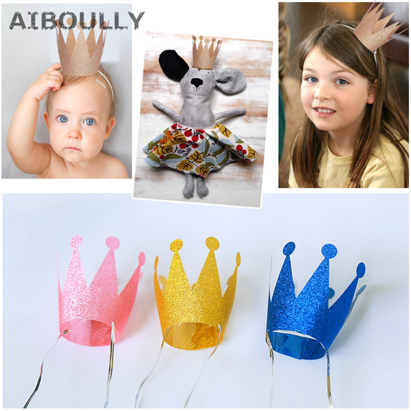 6pcs Adult Child Crown Cap Party Supplies Prince Princess Shiny Plastic Party Decor Birthday Baby Shower Children Hat