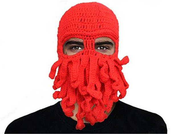 Pure Manual Woven Octopus Woolen Yarn Hat Warmth Funny Party Unisex Knitted Hat Free Shipping