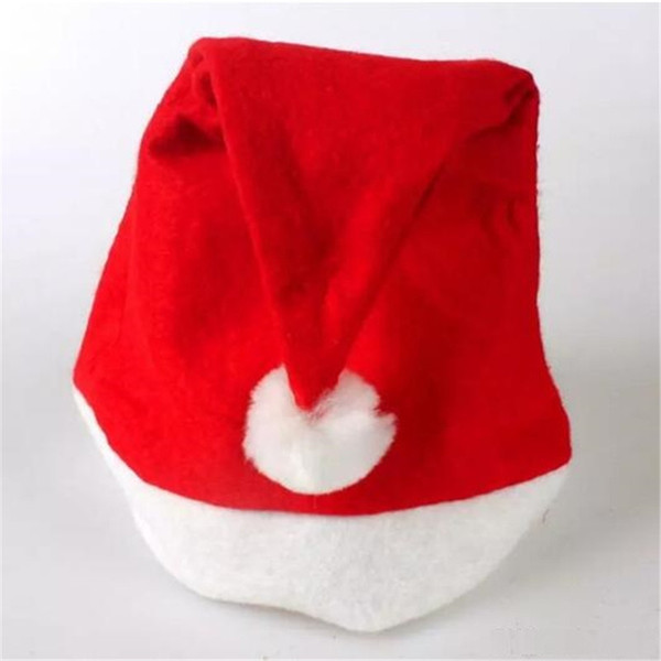 1000pcs New Christmas Supplies Cap Thick Ultra Soft Plush Santa Claus Christmas Party Hats 30*40cm Christmas Cap Santa Caus Hat 20171031