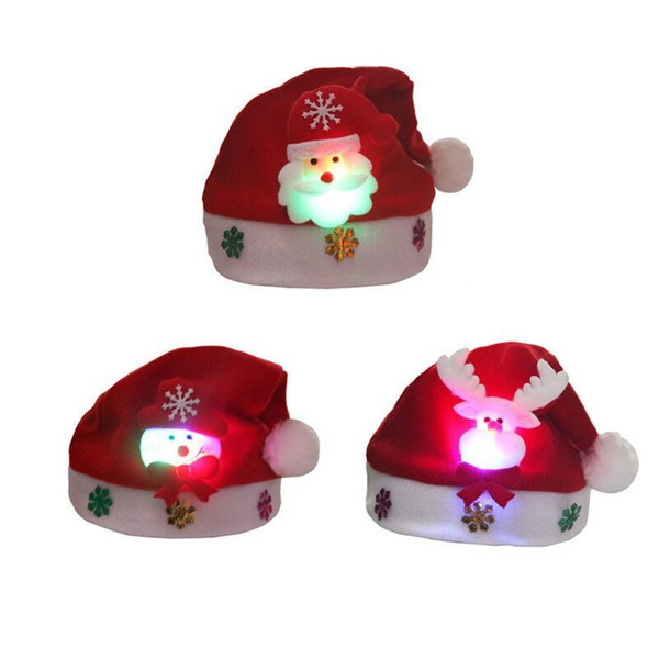 Child LED Christmas Lighting Hat Santa Claus Reindeer Snowman Xmas Gifts Cap Night Lamp Lighting Decoration