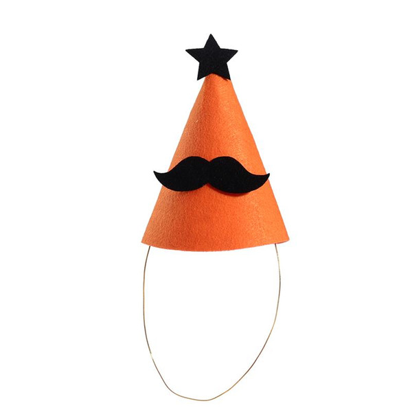 Cute Halloween Party Hats Kids Mustache Decor Hat Cap with Band for Halloween Costume Party Decoration (Orange)