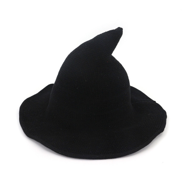 Witch Hat Diversified Along The Sheep Wool Cap Knitting Fisherman Hat Female Fashion Witch Pointed Basin Bucket for Halloween