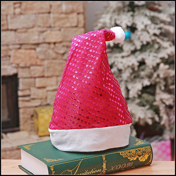 Christmas Santa Hat For Adults Sequins Santa Hat Christmas Costume Headwear Party Supplies Hats Holiday Cosplay Costumes Hat