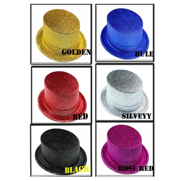 Halloween jazz hat 65G colorful magician hat gold onion powder high round cap gold powder high hat