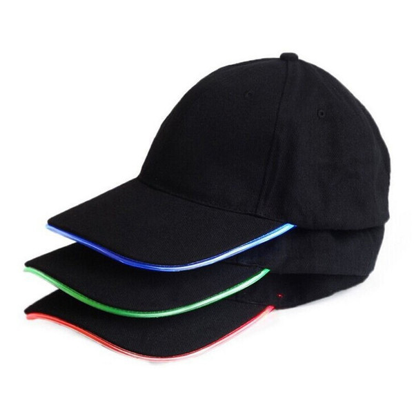 60pcs Fashion LED Lighted Glow Club Party Black Fabric Travel Hat Baseball Cap