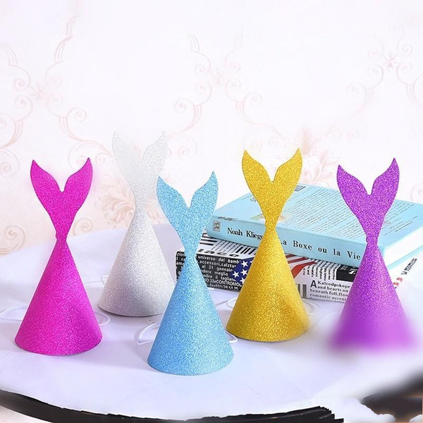 Kids Birthday Hat Creative Gold Powder Mermaid Tail Cap Lovely Headgear Festive Party Decor Hot Sale 1 2dy ii