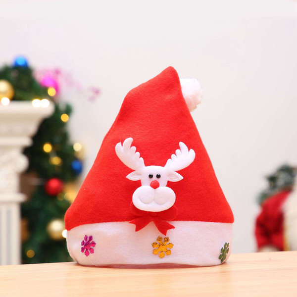 Red Santa Claus Chrismas Party Decorations Hat For Adults Kids Various Pattern Plush Hat Festival Decor Head Ornaments Supplies PCH1