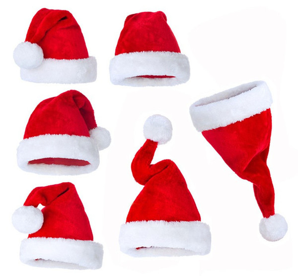 High Quality Fluffy thickening party Christmas Ornaments Adult Ordinary Christmas hats Santa hats Children cap for Chiristmas party Props