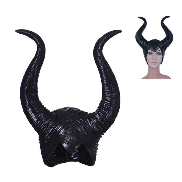 2017 Hot !!!Novelty Creepy Trendy Genuine Latex Maleficent Horns Women Halloween Party Costume Jolie Cosplay Hat Party Supplies