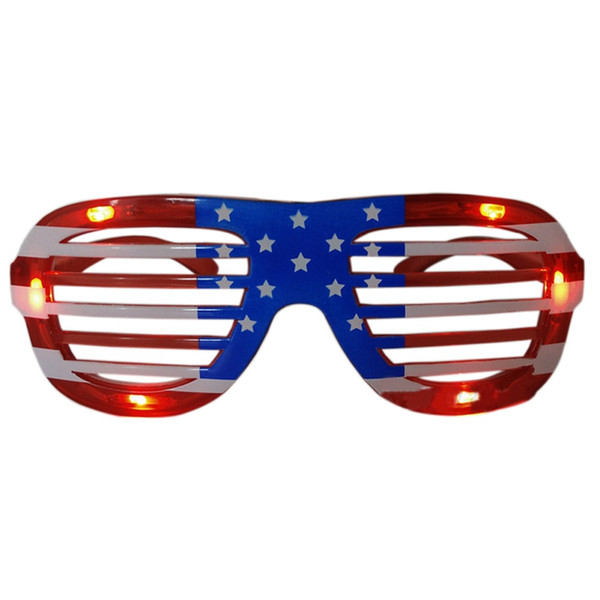 Free Shipping Funny Holiday Gifts Flashing Party Christmas LED Glasses American Flag Blinds Glowing Glasses Luminous Toys For Adults