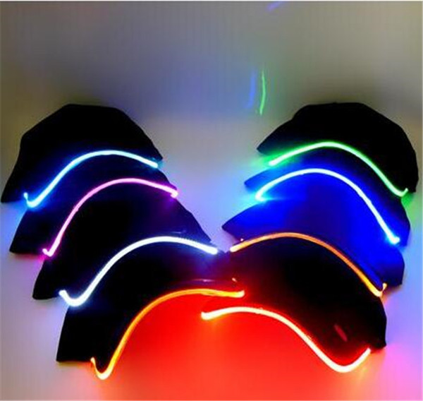 30pcs hot sale 7 colors LED Light Hat Glow Hat Black Fabric For Adult Baseball Caps Luminous Selection D565