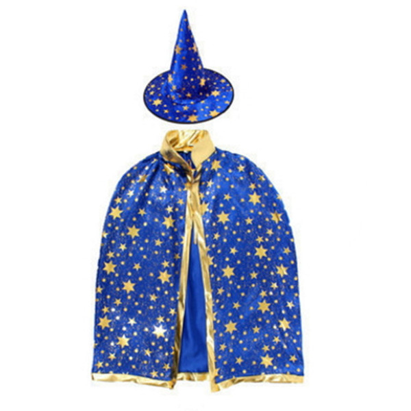 Halloween Cloak Cap Costumes Fancy Dress Children Party Cosplay Prop for Festival Witch Wizard Star Robe and Hats Costume Cape Kids