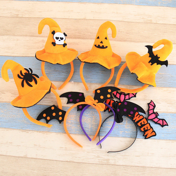 Halloween Headbands Hair Band Children and Adult Hair Accessories Pumpkin Hat Cobweb Wizard Hat Kids Party Headwear Hair Sticks Clasp 170830