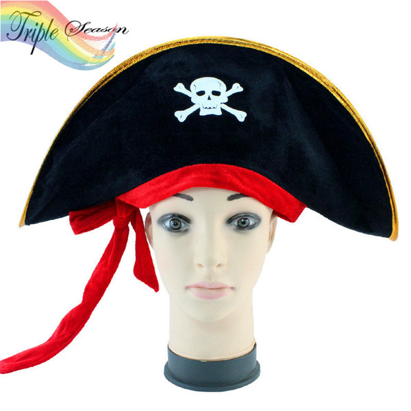 Sale 1 piece Creative Halloween Accessories Pirate Hat Skull Pirate Hat Piracy Corsair Cap AB0008S