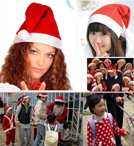 Christmas Decoration Hats High-grade Christmas Hat Santa Claus Hat Cute Children Kids Adults Non-Woven X Mas Party Cosplay Hats JJD2006