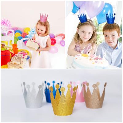 6Pcs/lot Birthday Princess Prince Crown Cap Party Hats Headgear Birthday Party Decorations Kids Festive Party Supplies