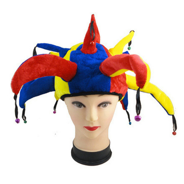 Clown Hat Halloween Masquerade Decoration Cosplay Hats Clown Colorful Adult Child With Small Bell Carnival