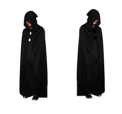 Halloween costume 170cm Black Death cloak big Cape Devil Demon Hooded Black cloak death