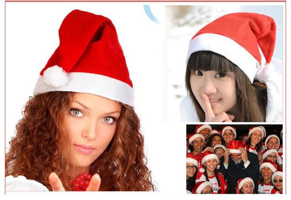 High Quality 1000Pcs Christmas Decoration hats High-grade Christmas hat/Santa Claus hat Cute adults Christmas Cosplay Hats Free Shipping