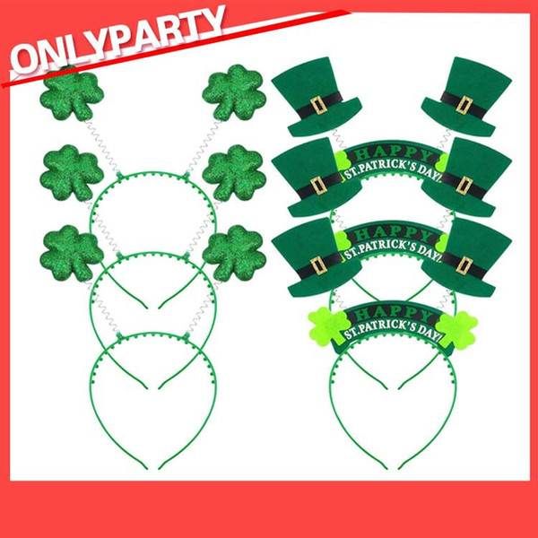 St. Patrick's Irish St Patricks Day Headband Green Leprechaun hairband Shamrock Buckle Fancy Dress Carnival accessories party top hats favor