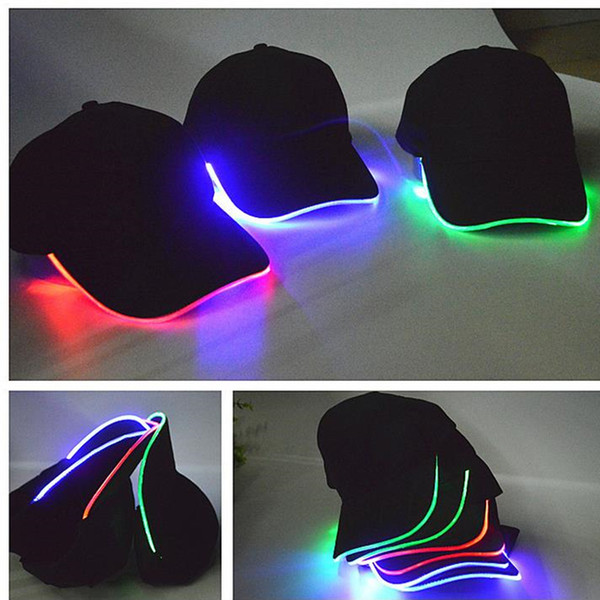 LED Light Hat Glow Hat Black Fabric For Adult Baseball Caps Luminous 7 Colors For Selection Adjustment Size Xmas Party