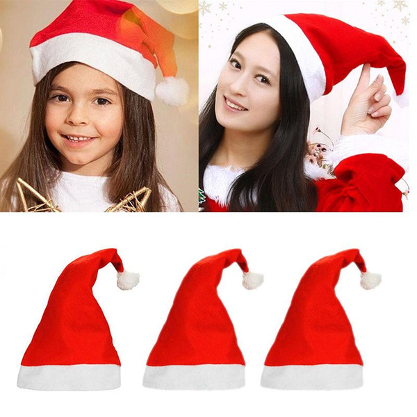 Red Santa Claus Hat Ultra Soft Plush Christmas Cosplay Hats Christmas Decoration Adults Christmas Party Hats 200pcs