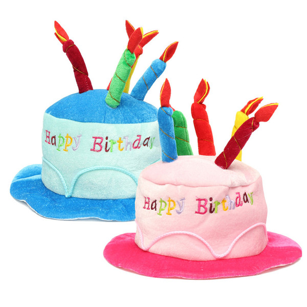 Wholesale- 2 Colors Birthday Cake Candle Hat Short Plush Children Adult Party Amusement Park Supplies Performing Dress Props Dog Cap