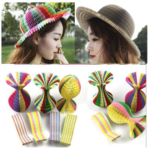 Magic Paper Vase Cap Variable Folding Paper Hat Creative Magic Vase Hats Travel Round Foldable Sunhat Party Hats