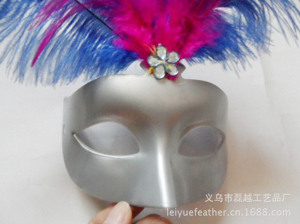 Halloween Mask Venetian Masks Masquerade Masks Plastic Half Face Mask Ostrich Hair Mask Christmas Masks DHL Free Shipping