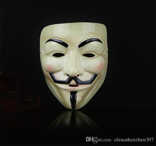 50pcs 2016 new arrive V for Vendetta Yellow Mask with Eyeliner Nostril Anonymous Guy Fawkes Fancy Adult Costume Halloween Mask